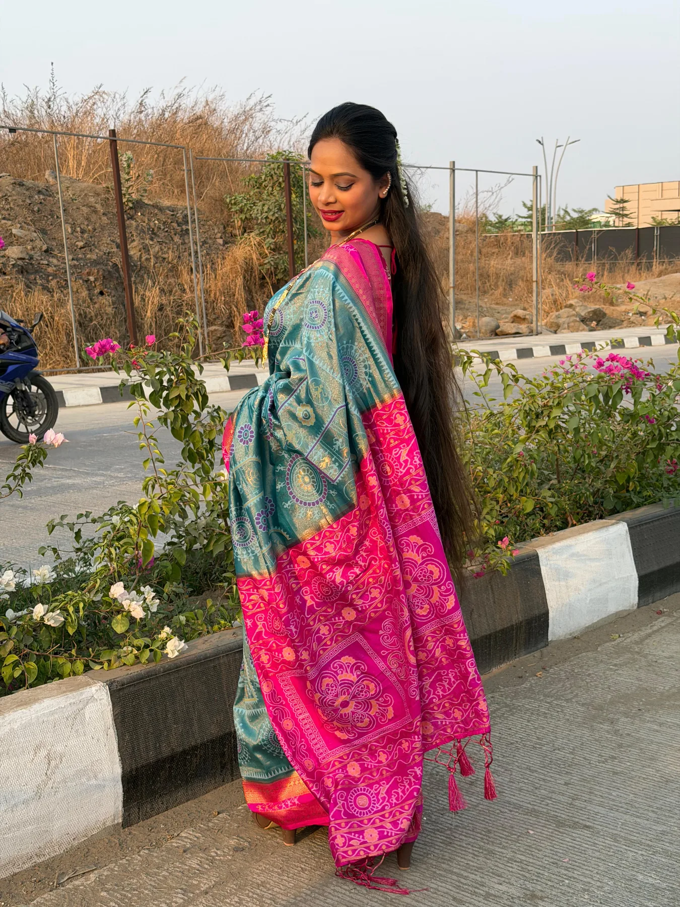 Swati Sky Blue Tissue Silk Patola Saree image 4