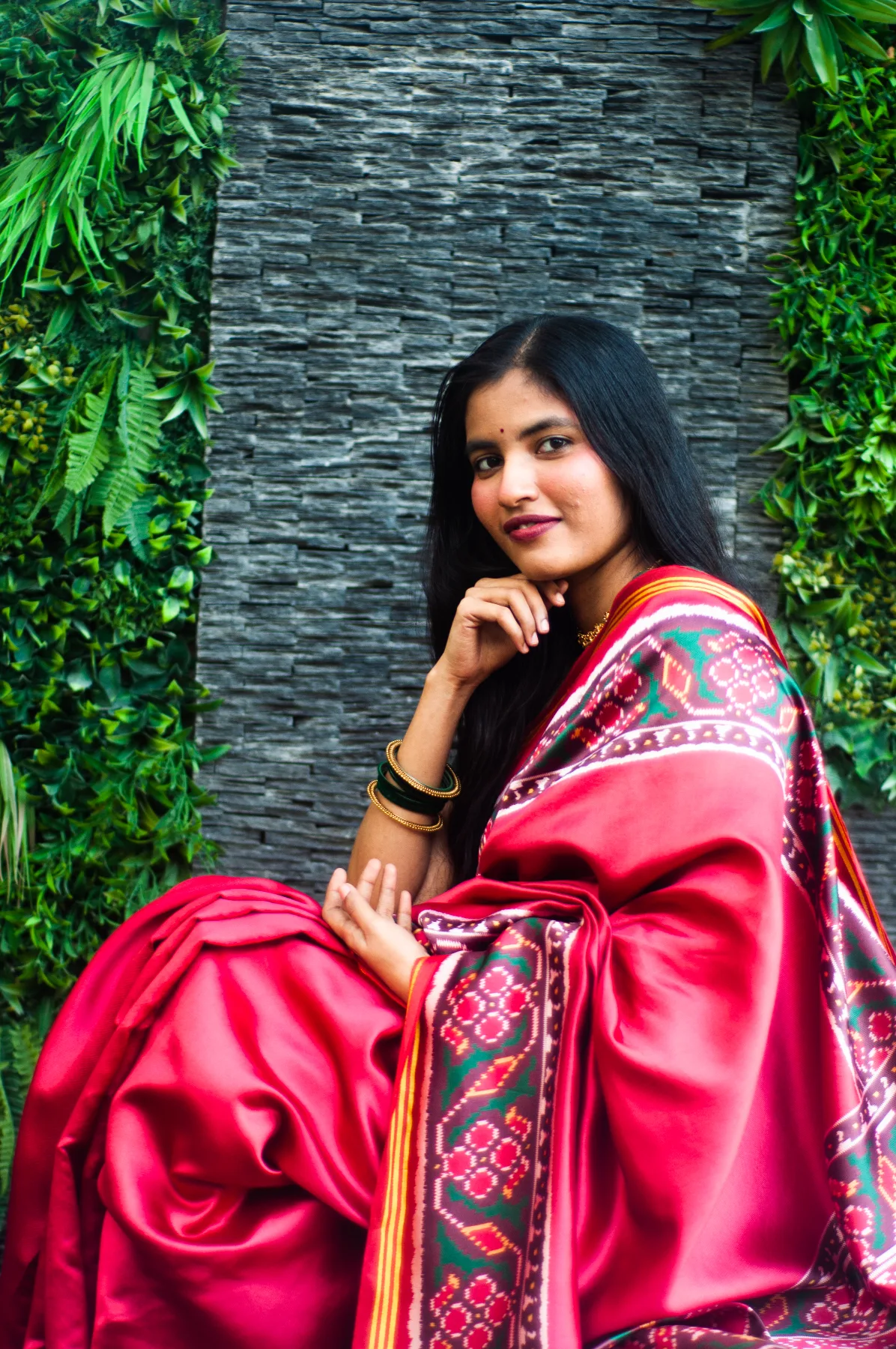 Komal Red Patola Gala Saree on Soft Silk