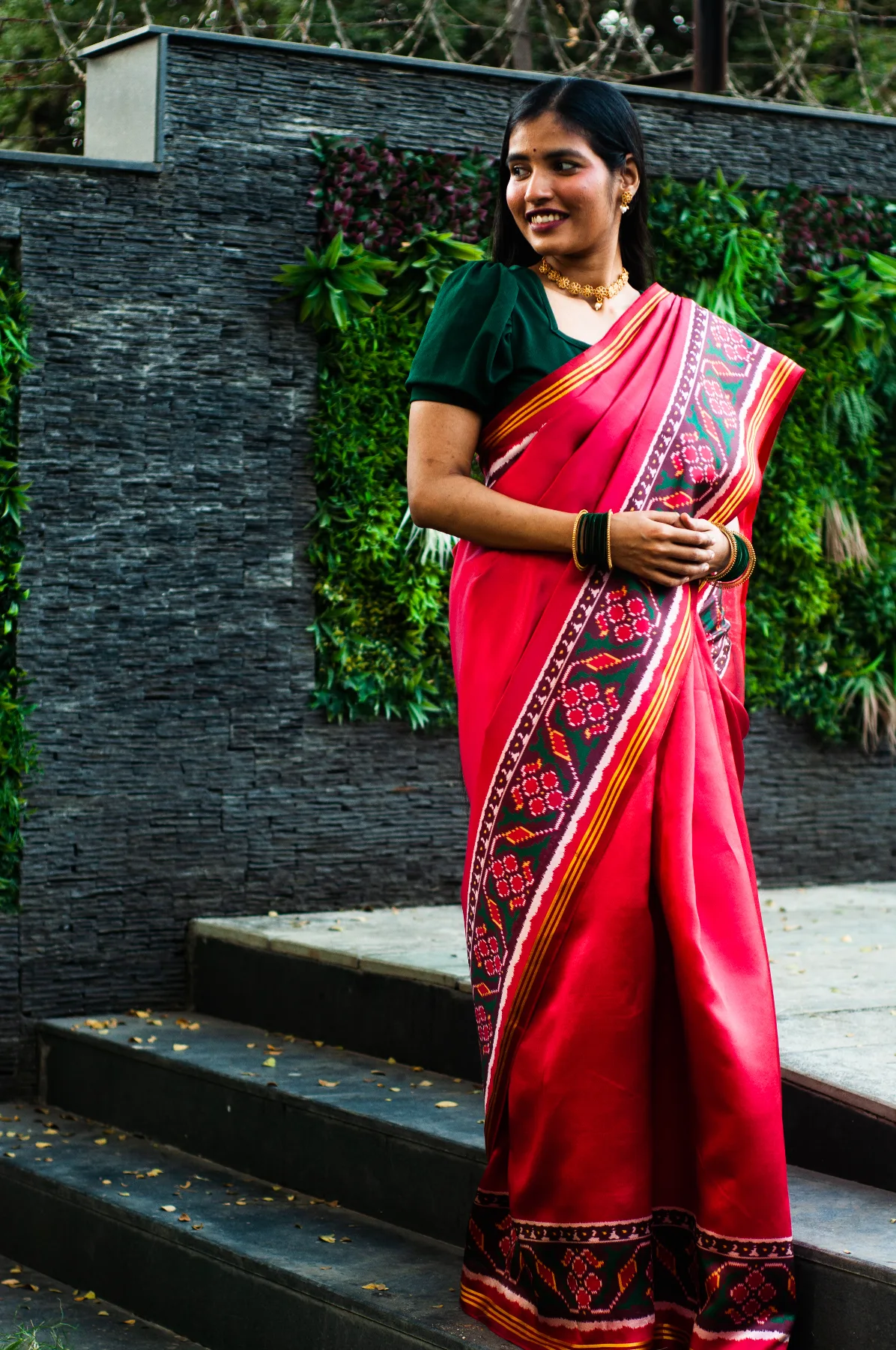 Komal Red Patola Gala Saree on Soft Silk image 4